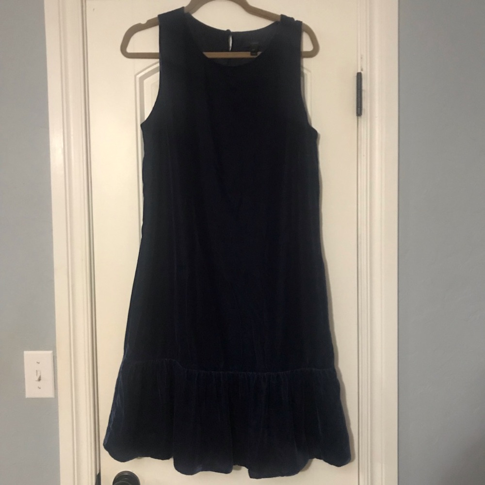 J Crew Velvet Ruffle Hem Dress - Picture 2 of 4